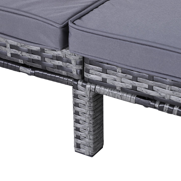 MCL 2 Seater Rattan Lounger Adjustable Double Chaise Chair Loveseat w/ Cushion - Grey