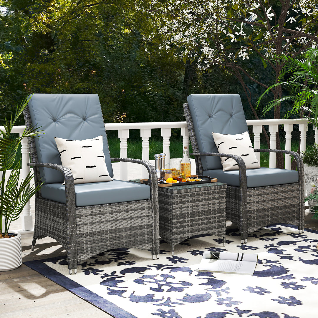 MCL 2-Seater Rattan Table Chair Bistro Garden Furniture Set Wicker Table Outdoor Patio