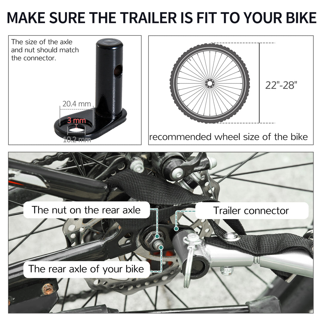 Bike Trailer Cargo in Steel Frame Extra Bicycle Storage Carrier with Removable Cover and Hitch (White and Black)