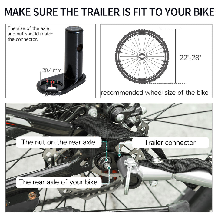 Bike Trailer Cargo in Steel Frame Extra Bicycle Storage Carrier with Removable Cover and Hitch (White and Black)