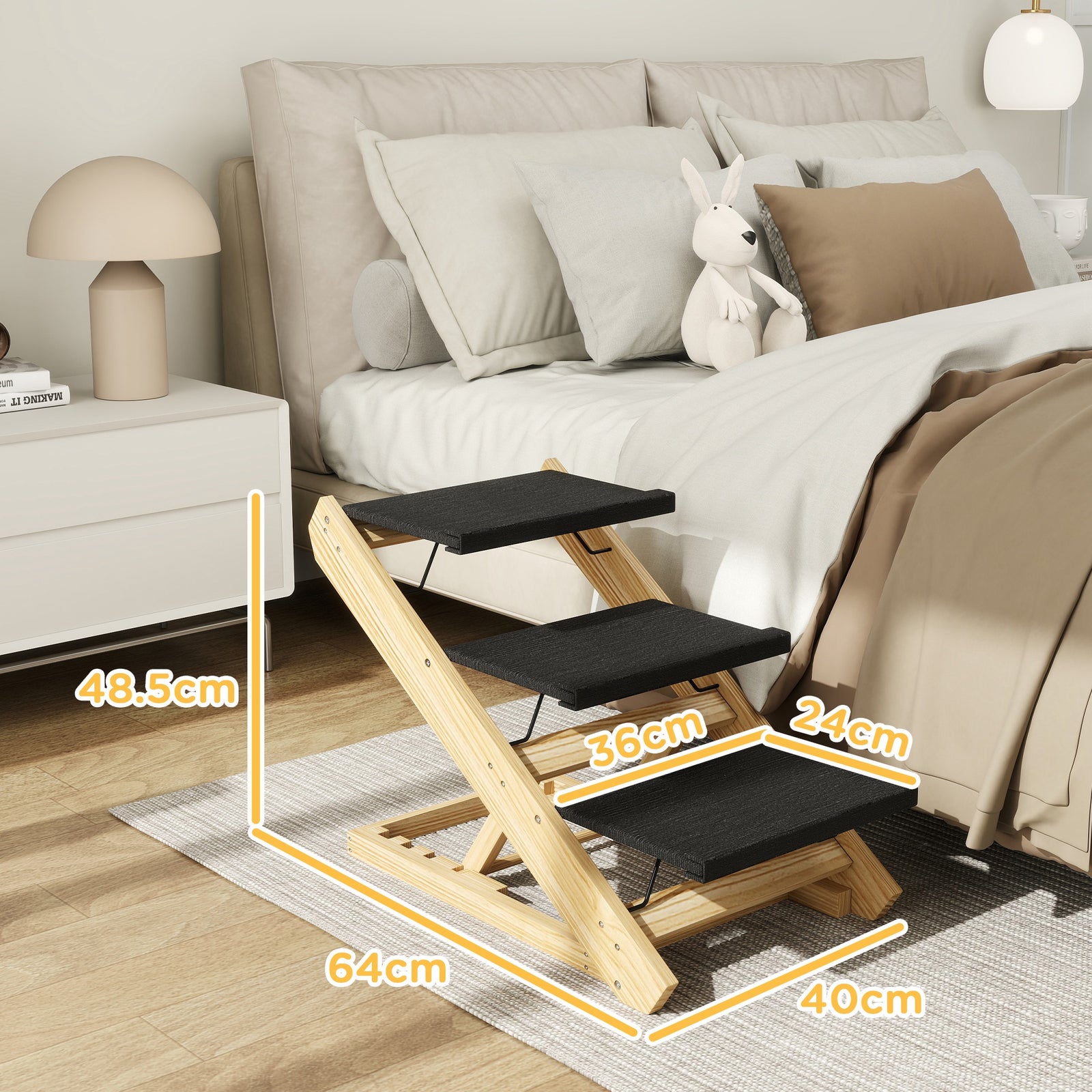 Adjustable Dog Steps Dog Ramp, 3-Step Non-slip Pet Stairs for Medium S