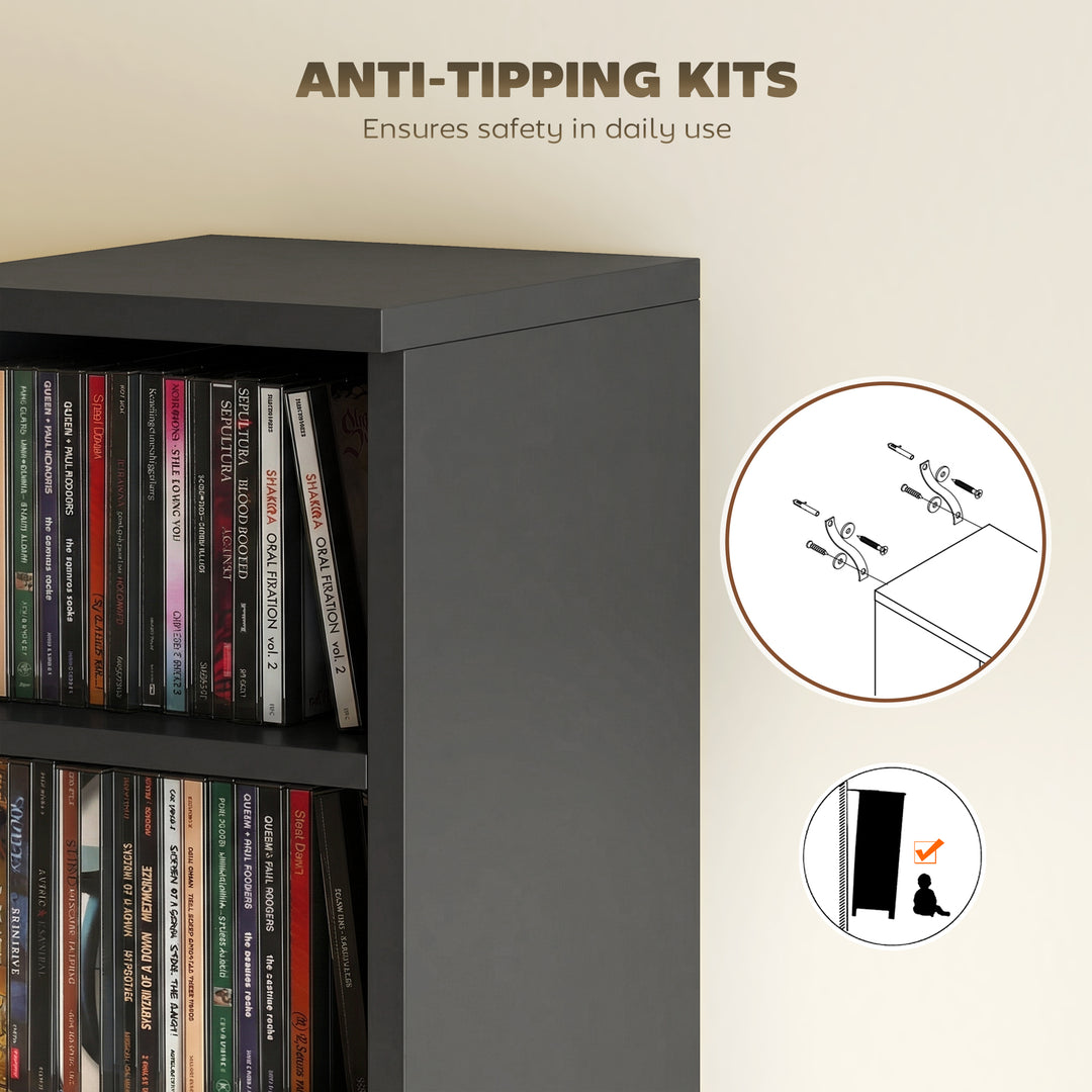 Set of 2 CD Media Display Shelf Unit Tower Rack with Adjustable Shelve