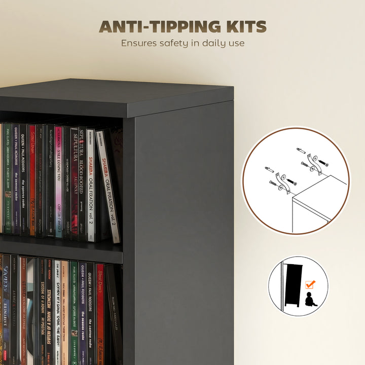 Set of 2 CD Media Display Shelf Unit Tower Rack with Adjustable Shelve