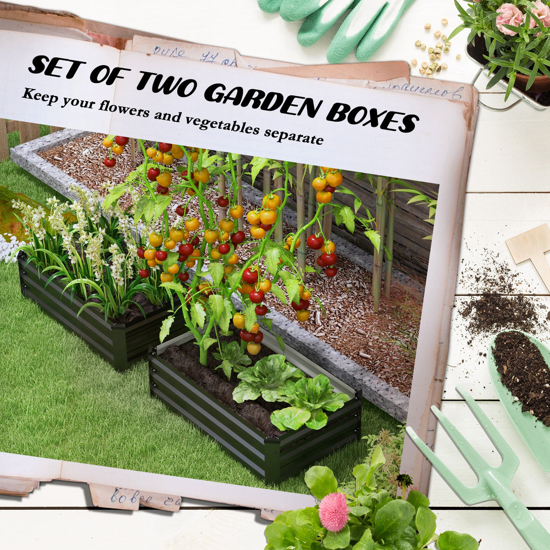 Set of Two 100 x 60cm Steel Planter Boxes - Grey