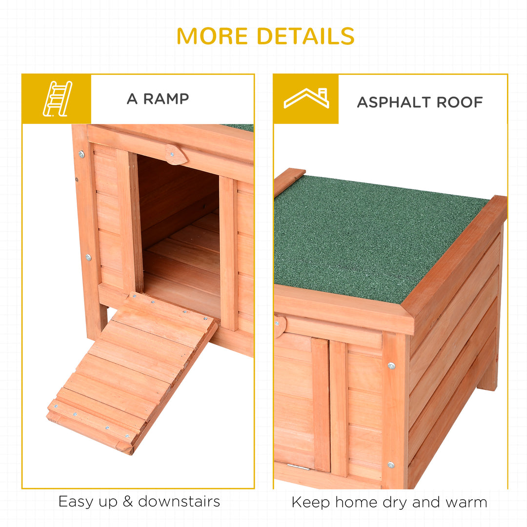 Wooden Rabbit Hutch Outdoor, Guinea Pig Hutch, Rabbit Hideaway, Cat House, Bunny Cage Small Animal House 51 x 42 x 43 cm, Natural