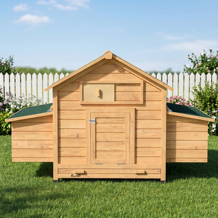 Chicken Coop, Wooden Outdoor Hen House with Nesting Box, Openable Wate