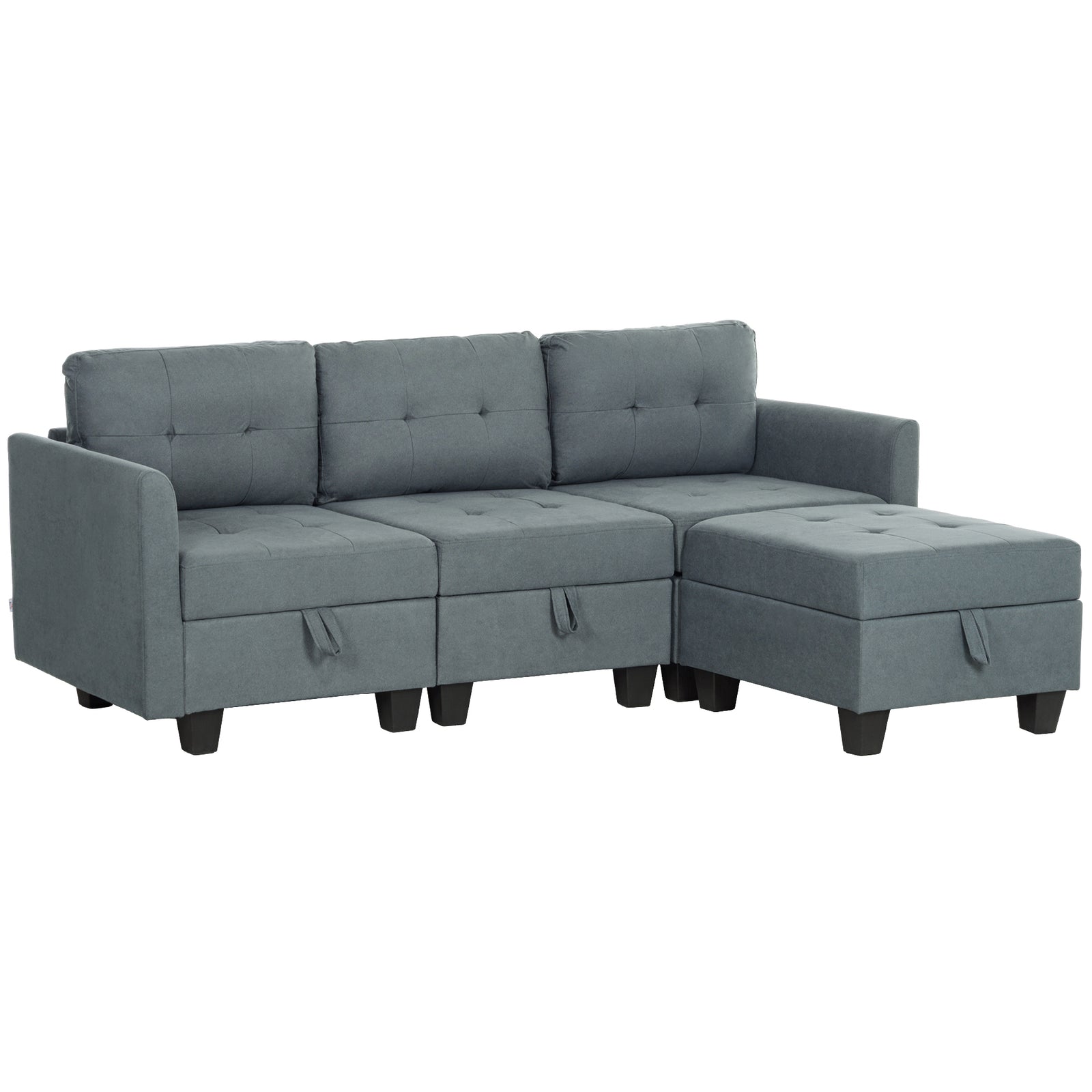 L' Shape Modular Sofa, with Storage - Dark Grey