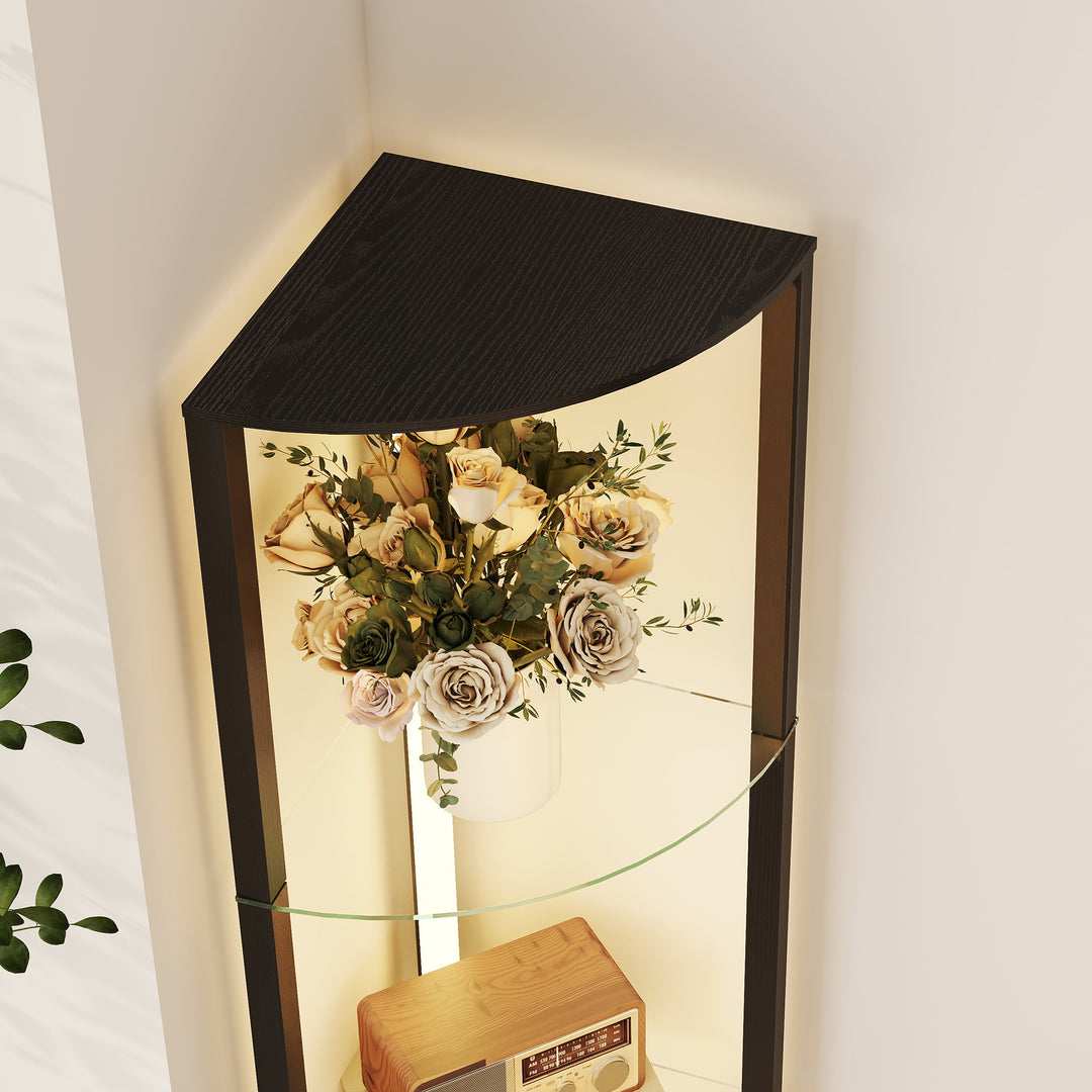 MCL LED Floor Lamp with Shelves, Dimmable Standing Lamp with Foot Switch for Living Room, Bedroom, Black