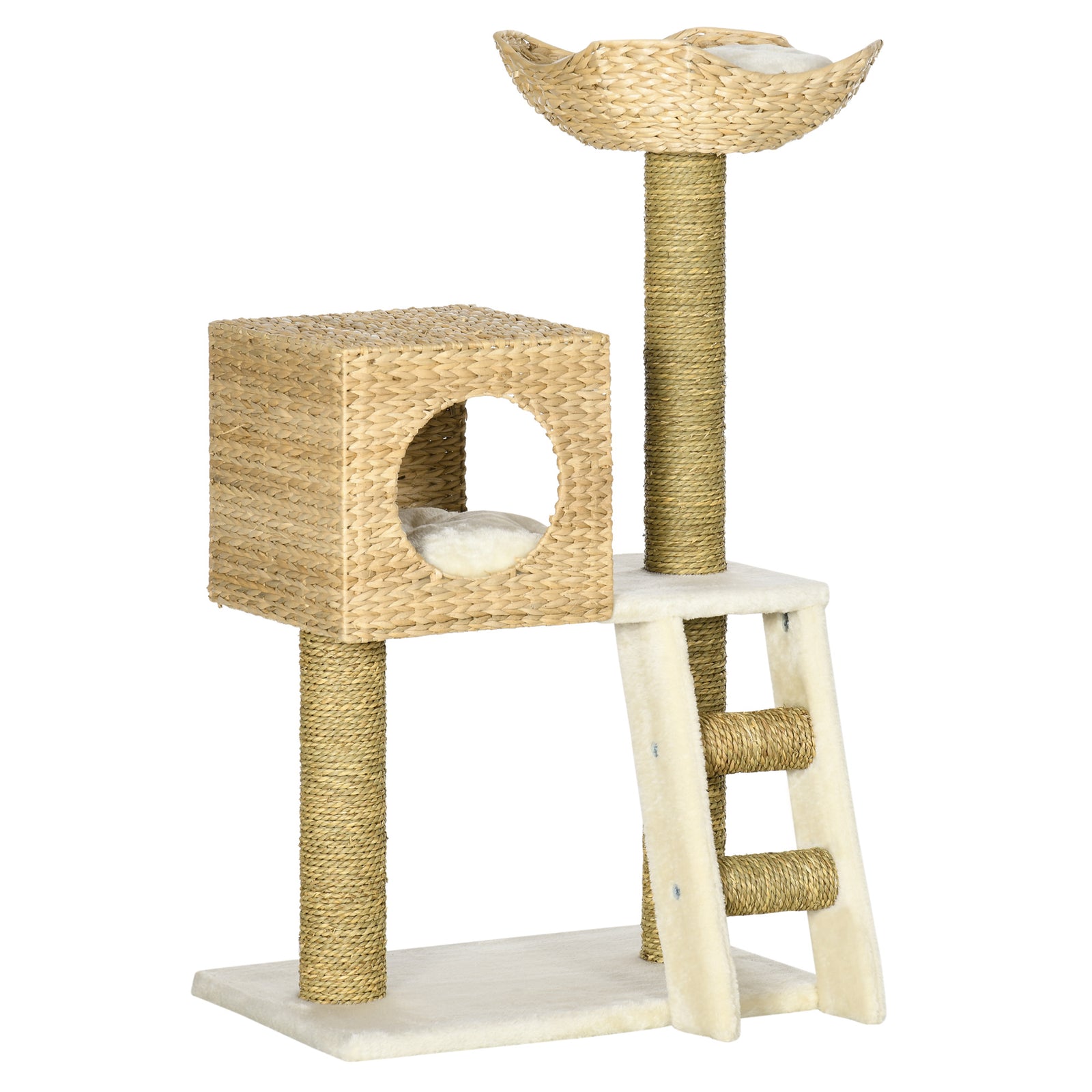 Cat Tree, with Scratching Posts, Bed, Cat House - Natural Finish