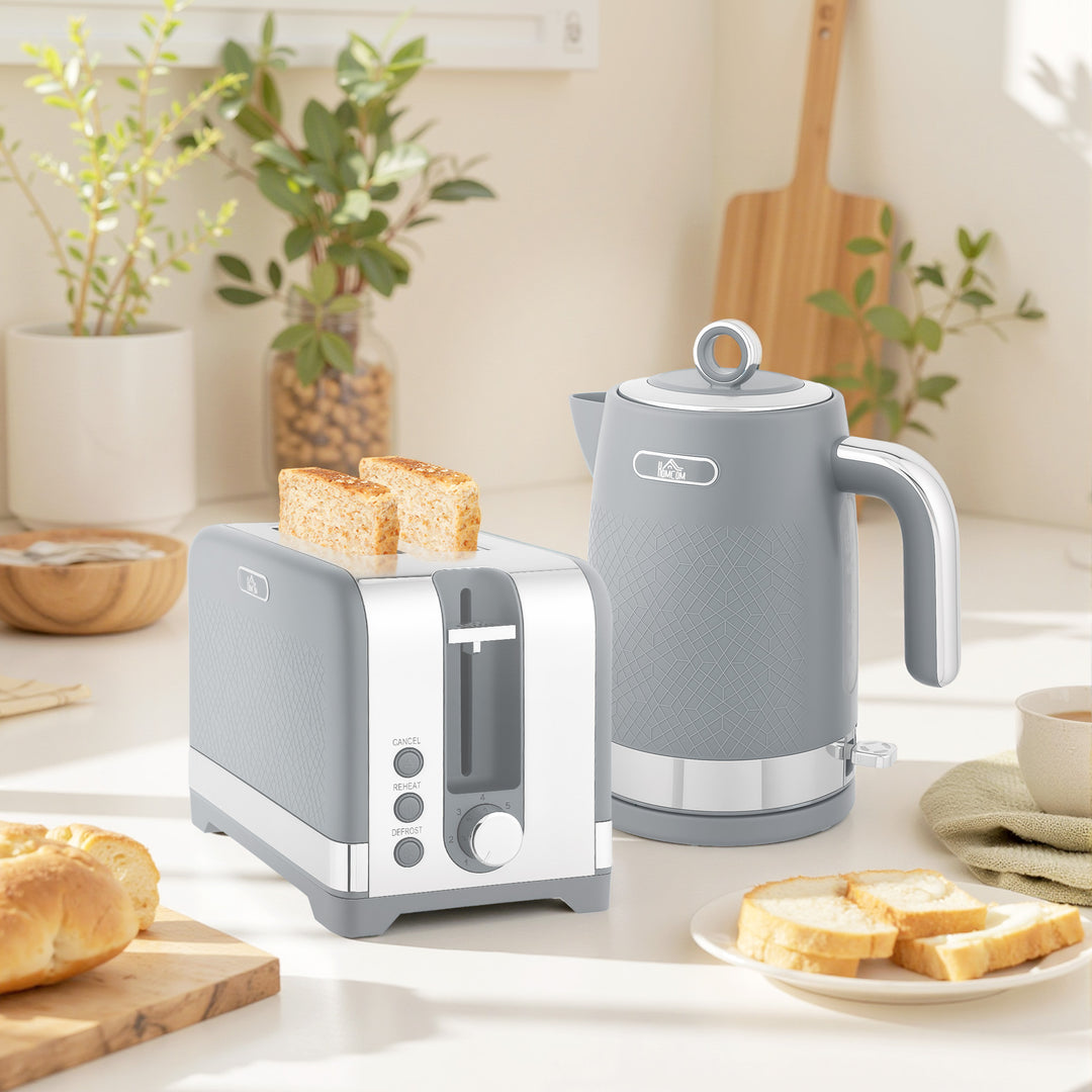 MCL Sleek Textured Kettle and Toaster Set - Grey