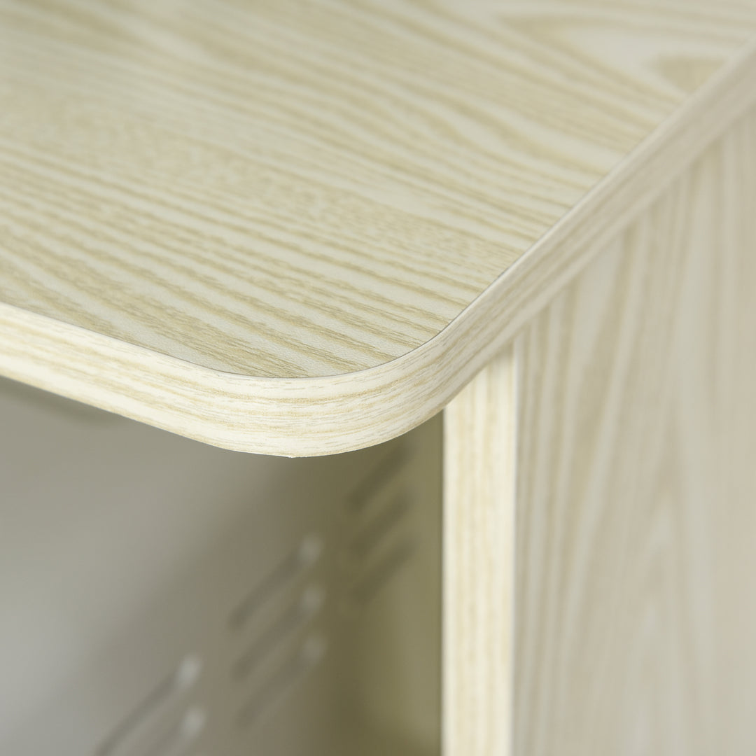 MCL Kitchen Storage Unit, Modern Microwave Stand Trolley Cart, Sideboard with Cabinet,  Locking Wheels, Shelf for Living Room, Dining Room, Oak Tone