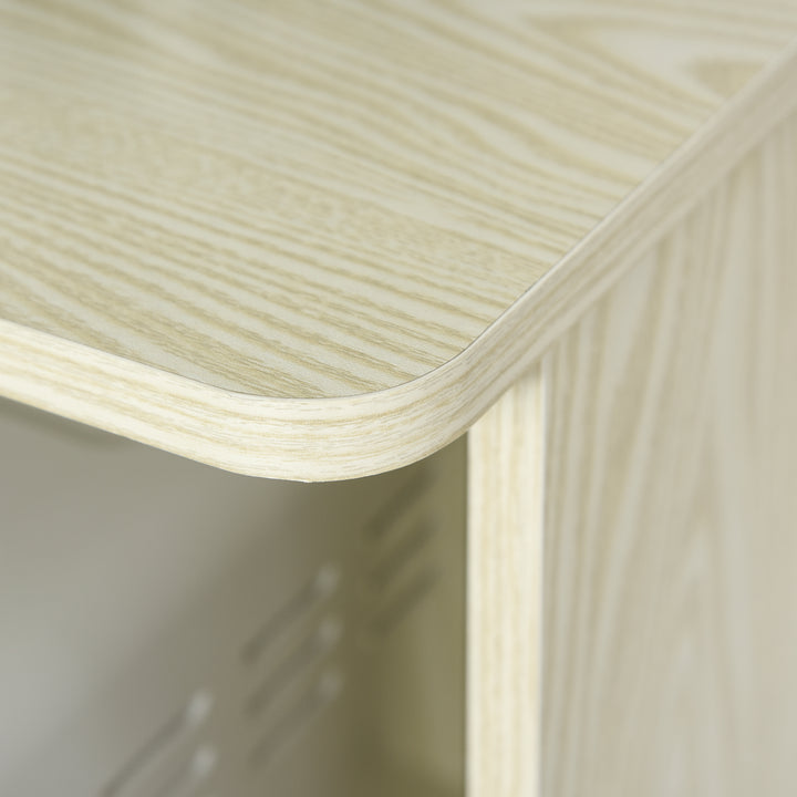 MCL Kitchen Storage Unit, Modern Microwave Stand Trolley Cart, Sideboard with Cabinet,  Locking Wheels, Shelf for Living Room, Dining Room, Oak Tone