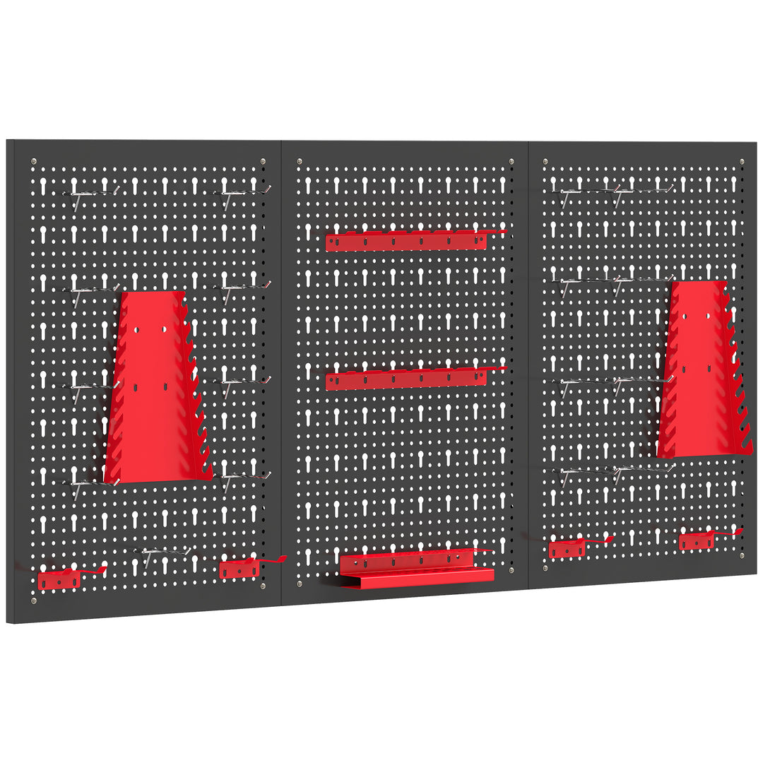 28 Pcs Wall-Mounted Pegboard with 3 Boards, Garage Tool Storage Unit B