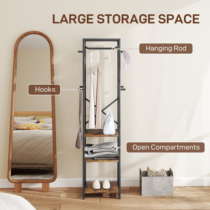 Multi-Storage Clothes Rack - Brown/Black