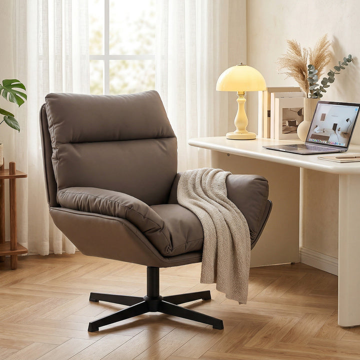 Accent Chair with 360 Swivel Armchair for Living Room with Padded Cush