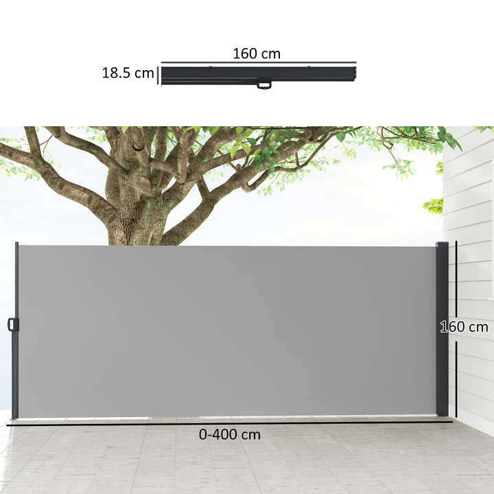 400 x x 160cm Retractable Side Awning - Light Grey