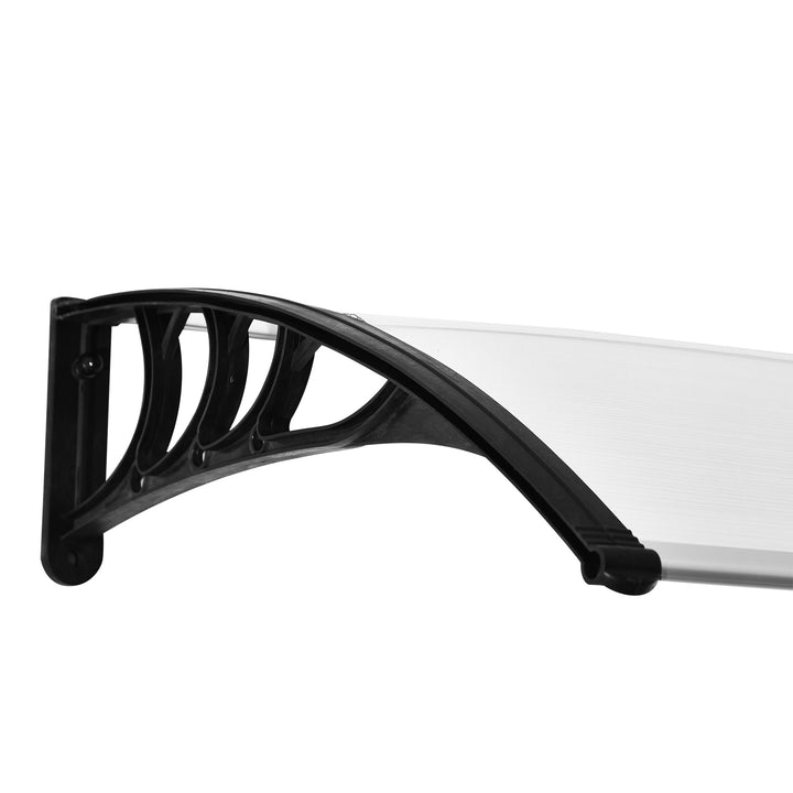 MCL Front Door Canopy Outdoor Awning Aluminium Rigid Plastic Polycarbonate Rain Shelter UV Water Rain Resistant 75 x 195 cm White