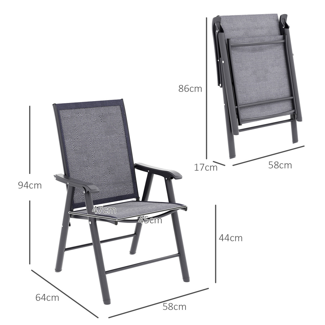Set of Four Folding Garden Chairs - Charcoal Grey
