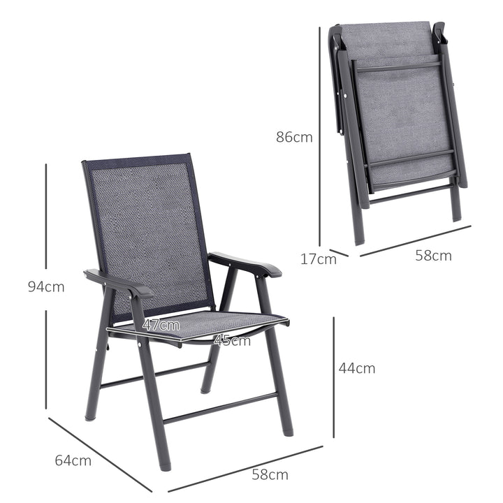 Set of Four Folding Garden Chairs - Charcoal Grey