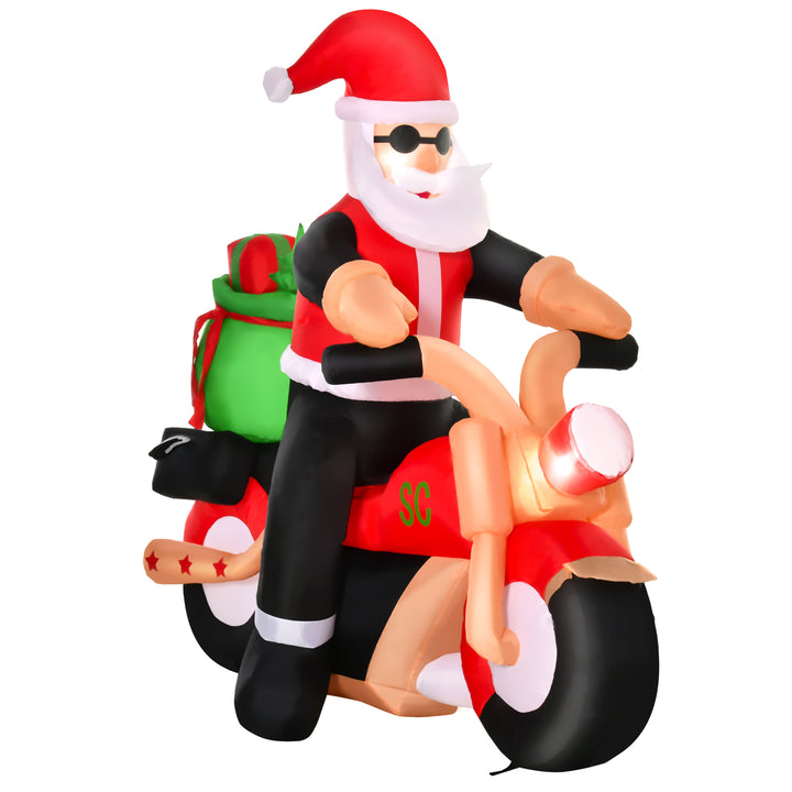 MCL 5.5ft Christmas Inflatable Santa Claus Riding a Motorcycle Blow Up Decoration Xmas Décor for Garden