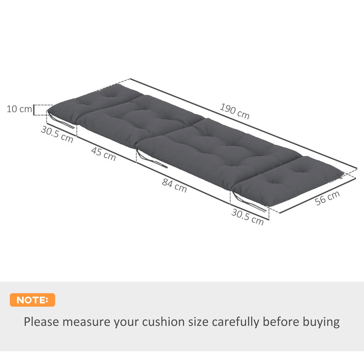 Set of Two 190 x 56cm Sun Lounger Cushions - Dark Grey