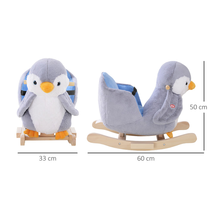 MCL Children Kids Animal Rocking Horse Penguin Plush Musical Button 32 Songs Kid Rocker for 18+ Months