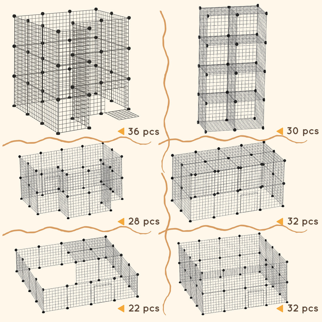 MCL DIY Pet Playpen Metal Wire Fence Indoor Outdoor Rabbit Small Animals Cage 36 Panel Enclosure Black