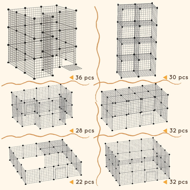 MCL DIY Pet Playpen Metal Wire Fence Indoor Outdoor Rabbit Small Animals Cage 36 Panel Enclosure Black