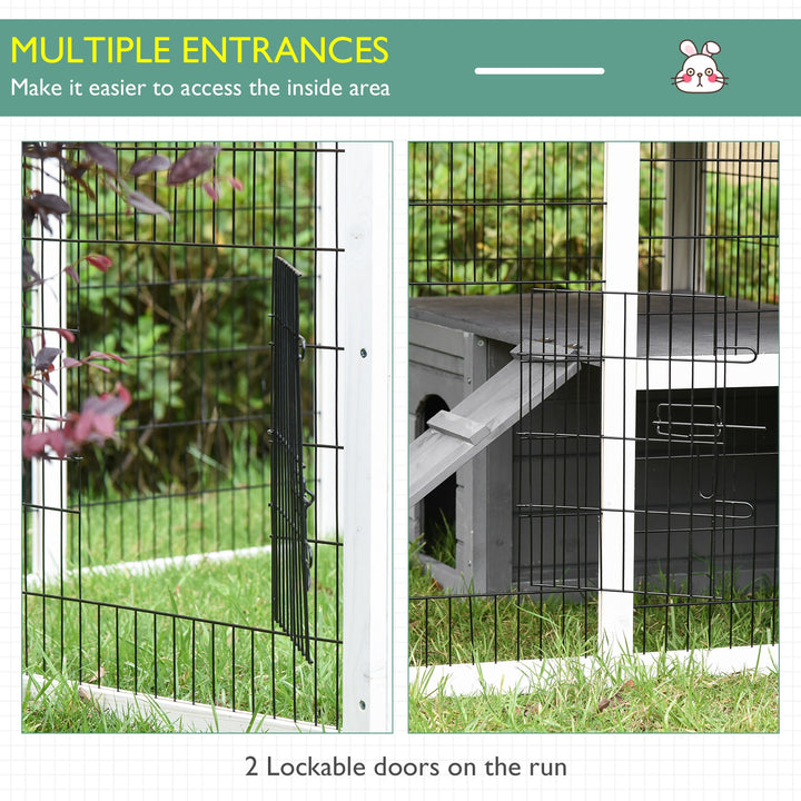 Guinea Pigs Hutches Wooden Small Rabbits Hutches Pet Run Cover Indoor Outdoor, Grey