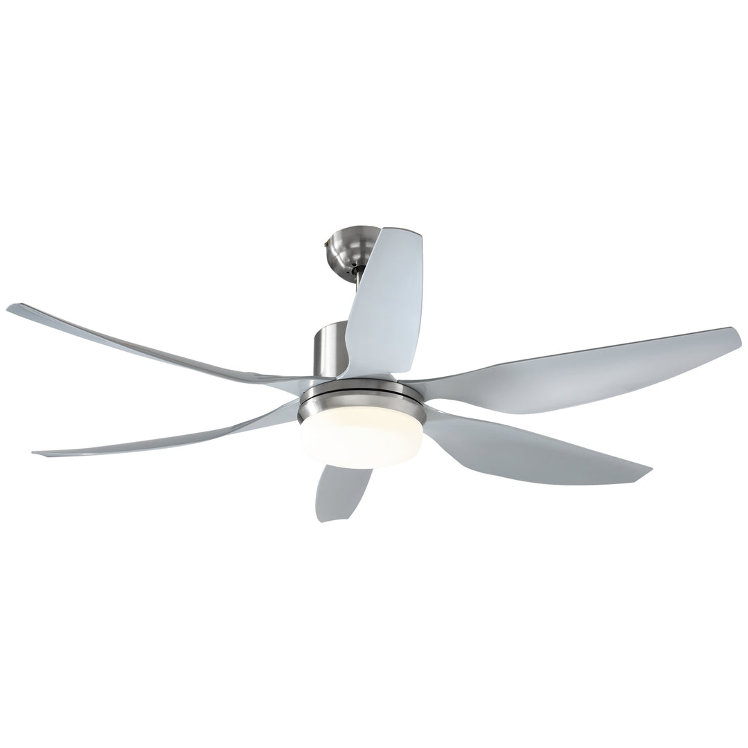 MCL Reversible Ceiling Fan with Light, 6 Blades Indoor Modern Mount LED Lighting Fan with Remote Controller, for Bedroom, Living Room, Silver