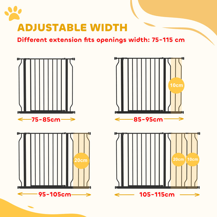 Wide Dog Safety Gate, with Door Pressure, for Doorways, Hallways, Staircases - Black