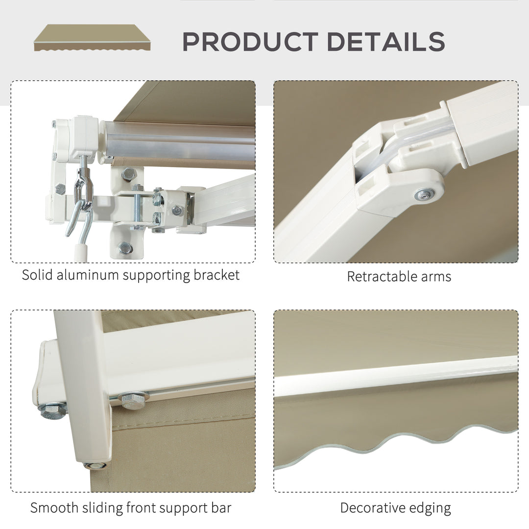 Outsunny 2.5x2 m Manual Retractable Awning-Beige Canopy/White Frame