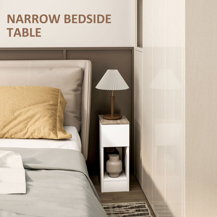 Set of Two Modern Storage Bedside Tables - White