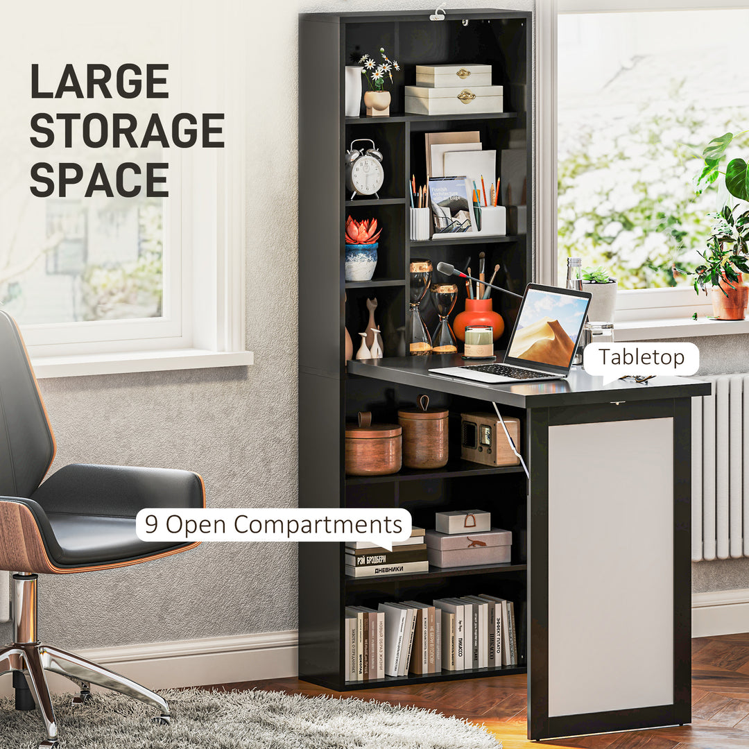 Three-Part Work Desk, with Storage and Writing Board - Black