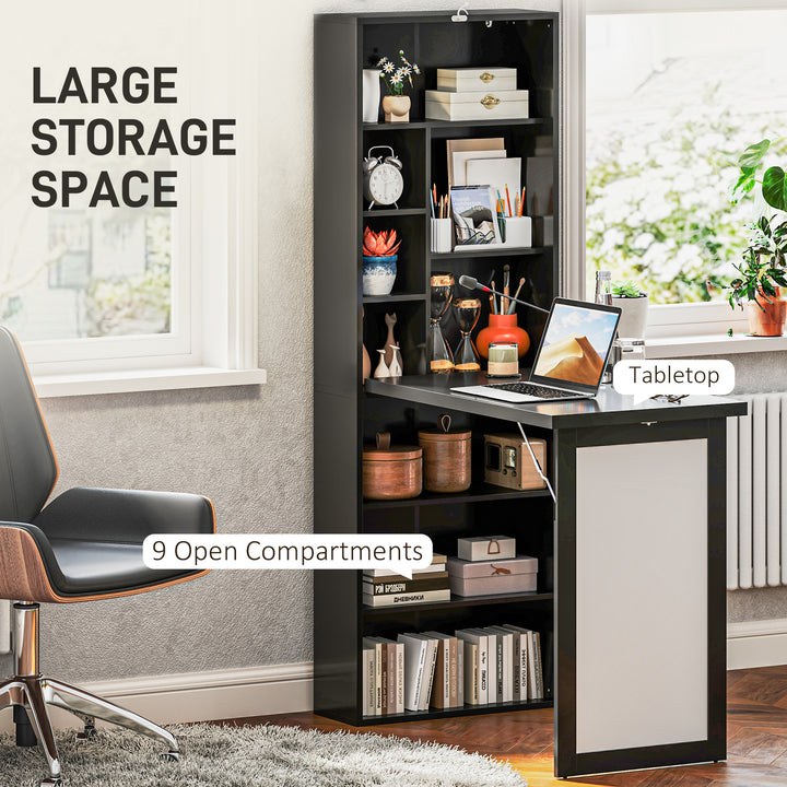 Three-Part Work Desk, with Storage and Writing Board - Black