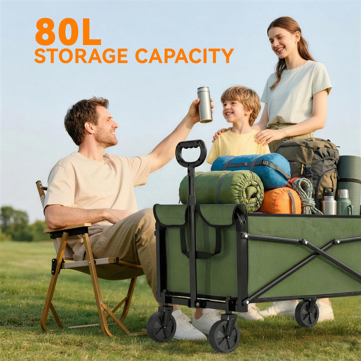 81L Festival Trolley on Wheels, Compact Garden Folding Trolley Cart wi