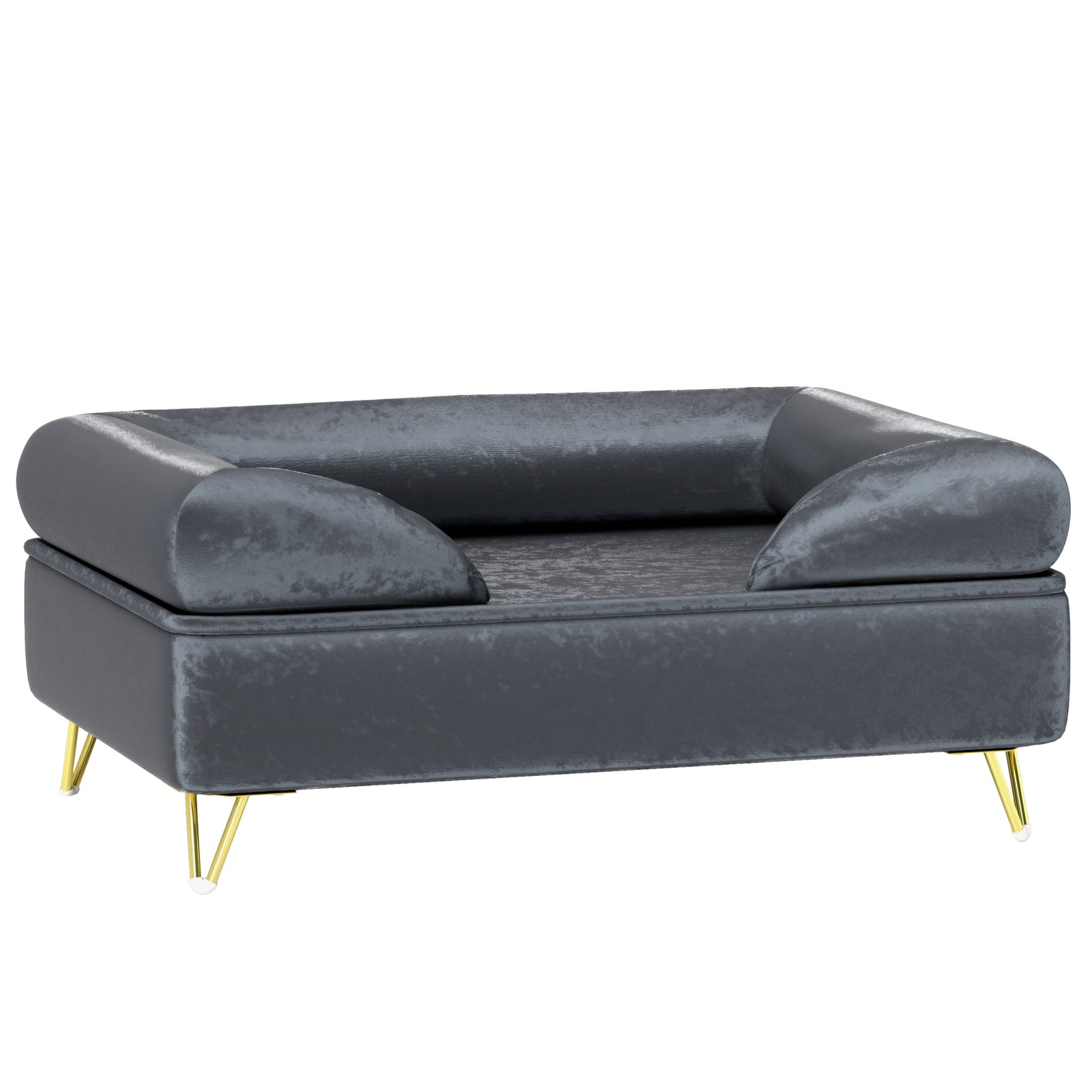 Cat Sofa Pet Couch w/ Removable Backrest, Soft Cushion, Washable Cover, for Small and Medium Sized Dogs, Grey