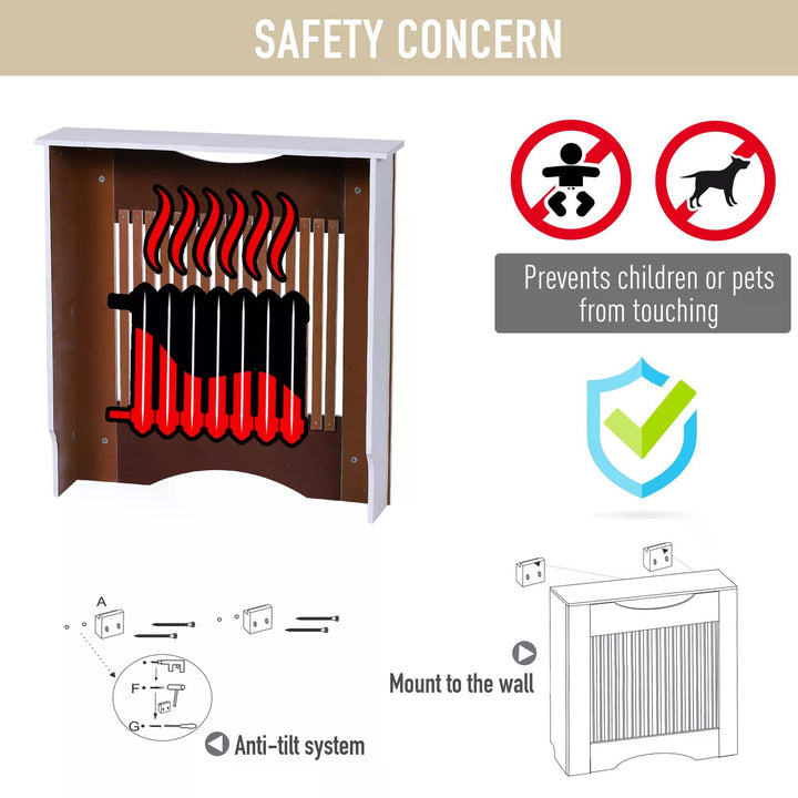 HOMCOM Radiator Cover W/E1 Class 12mm MDF Engineered Wood, 78W x 19D x 80.5Hcm-White