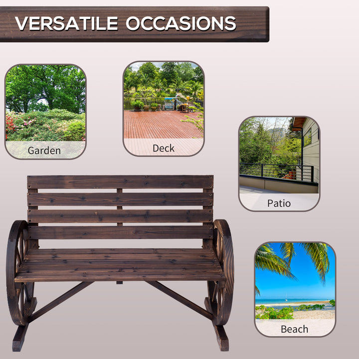 Fir Logs Love Seats with Wheel-Shaped Armrests, Large Load-Bearing Chair, Natural Wood Grain