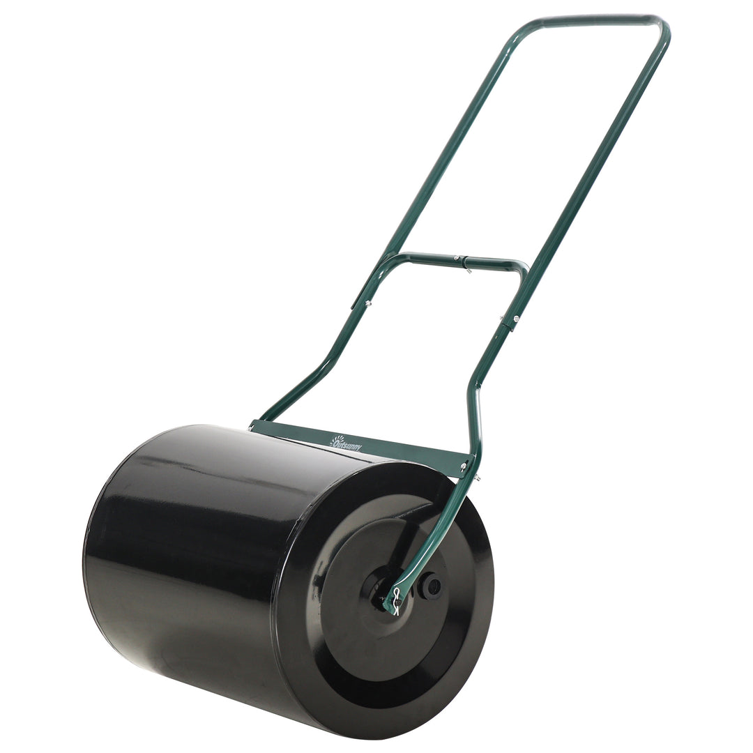 MCL 50cm Steel Garden Lawn Roller Push Pull w/ Fillable Cylinder Water Sand Plug Lawn Flatten Seed Sow Rolling Drum w/ Handle