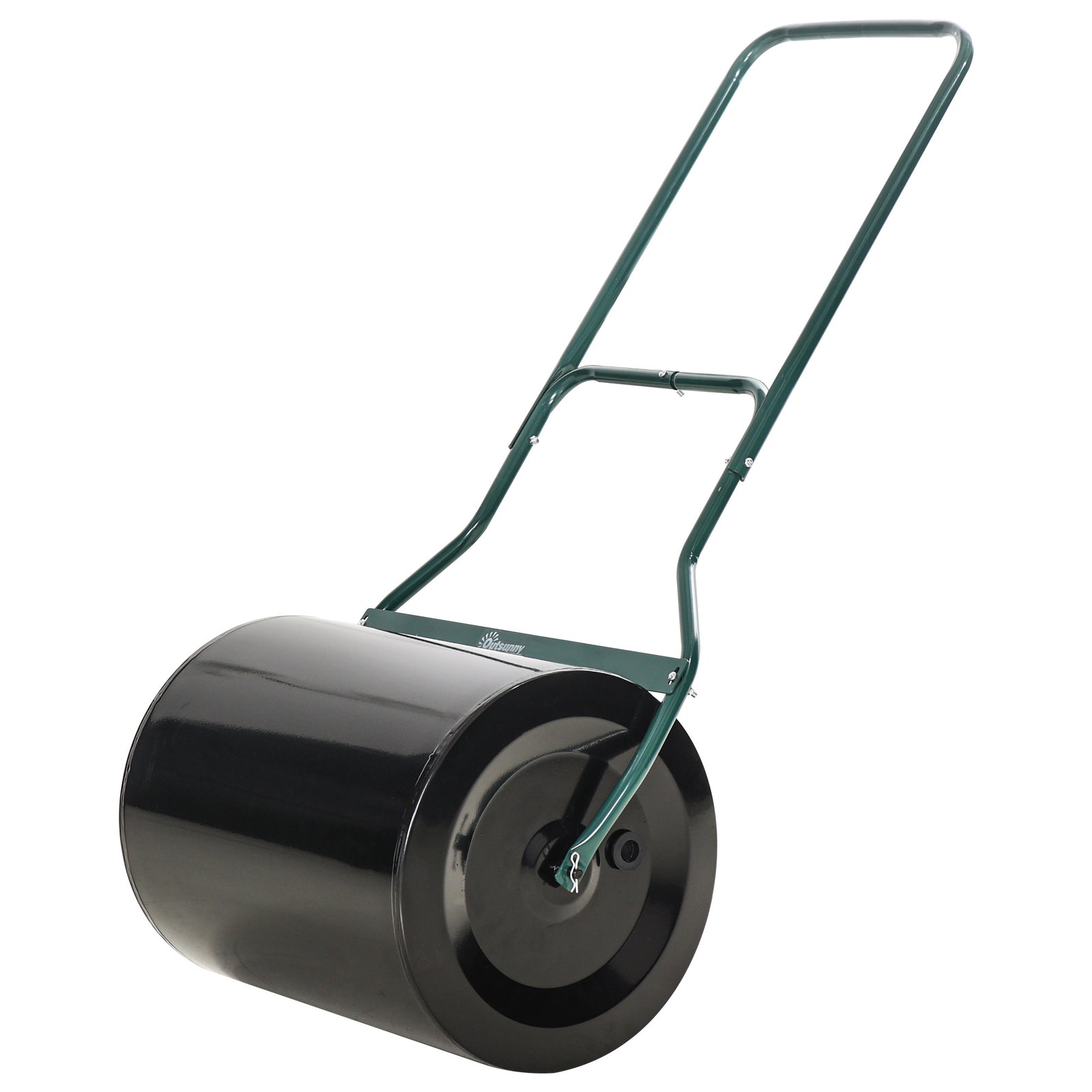 φ50cm Steel Garden Lawn Roller Push Pull w/ Fillable Cylinder Water Sand Plug Lawn Flatten Seed Sow Rolling Drum w/ Handle