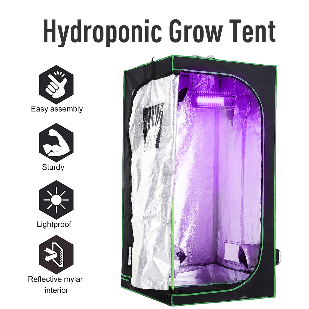Grow Tent Reflective Mylar Hydroponic with Adjustable Vents and Floor Tray for Indoor Plant Growing, 80 x 80 x 160 cm (31.5" x 31.5" x 63")