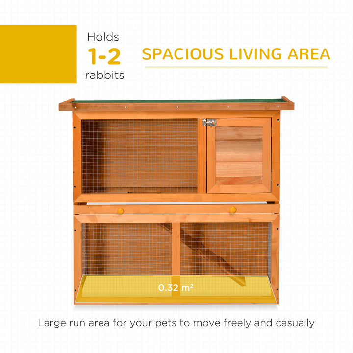 MCL Two-Tier Rabbit Hutch, Wooden Outdoor Pet Cage, with Opening Top
