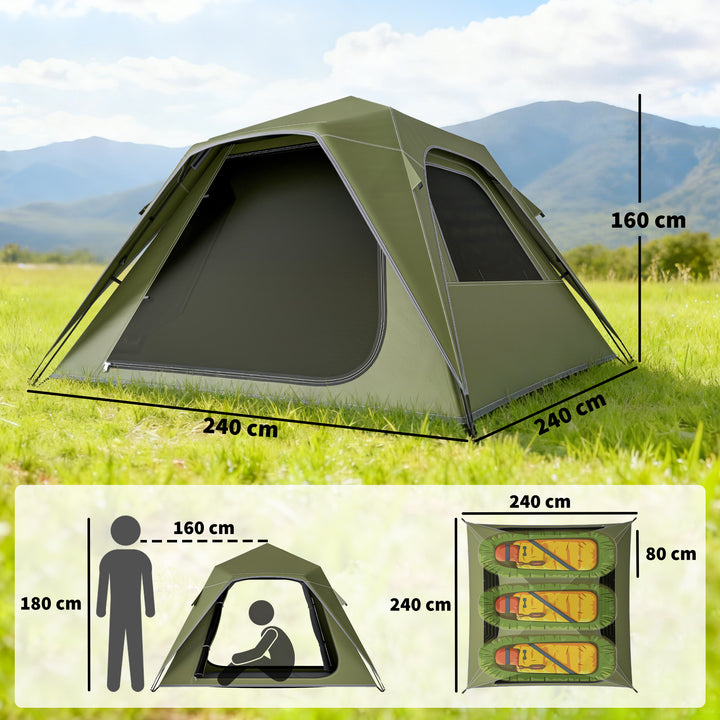Pop Up Tent 3000mm Waterproof Camping Tents with Mesh Windows 2-3 Peop