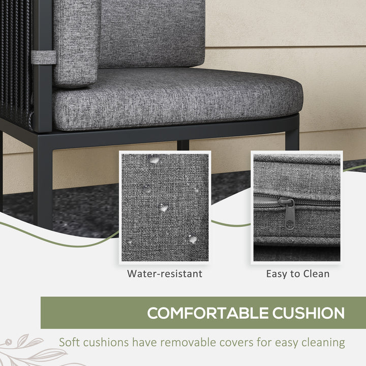 4-Seater Rattan Cube Garden Furniture Set with Cushions - Charcoal Grey