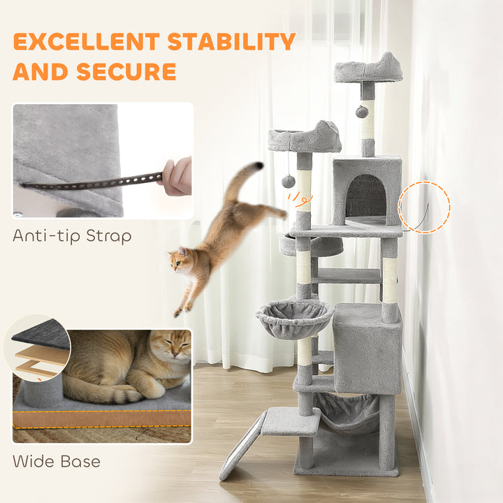 Cat Tree, 192 cm Large Multi-Level Cat Tower for Indoor Kittens with 8