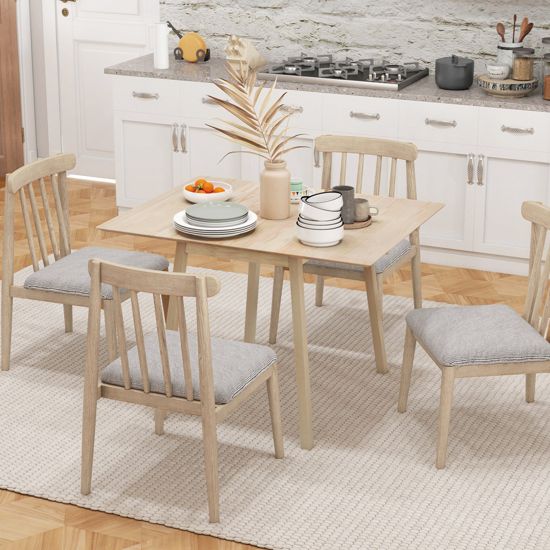 Solid Wood Folding Dining Table, Drop Leaf Table for 2-4 People, Rectangle Kitchen Table for Small Space, Natural Wood Finish