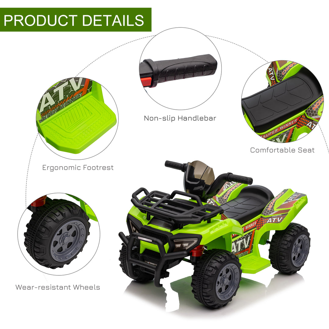 HOMCOM Kids Ride-on Four Wheeler ATV Car with Real Working Headlights, 6V Battery Powered Motorcycle for 18-36 Months, Green | Aosom UK