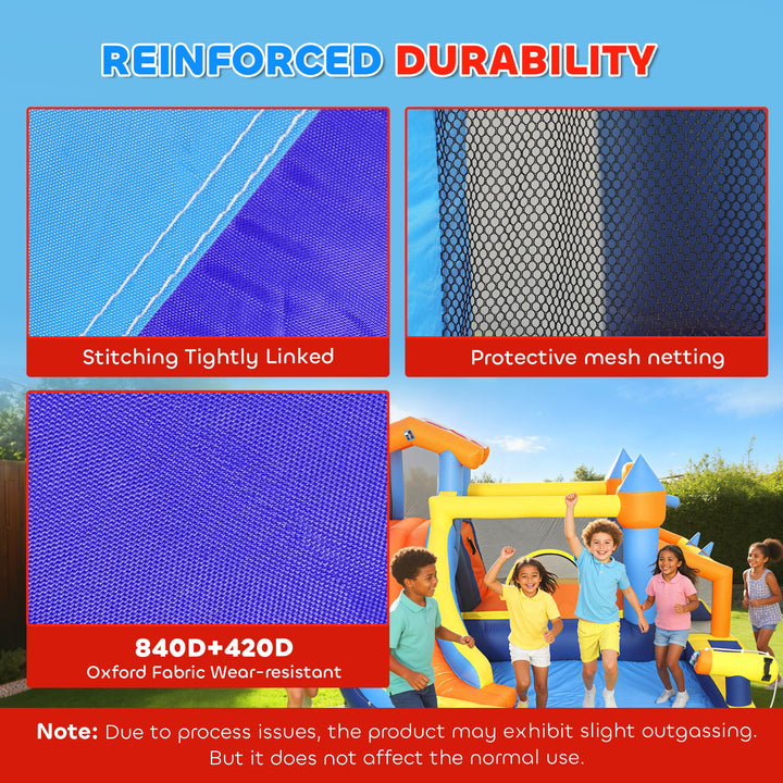 Bouncy Castle for Kids, Inflatable Bounce House with Long Slide, Splas