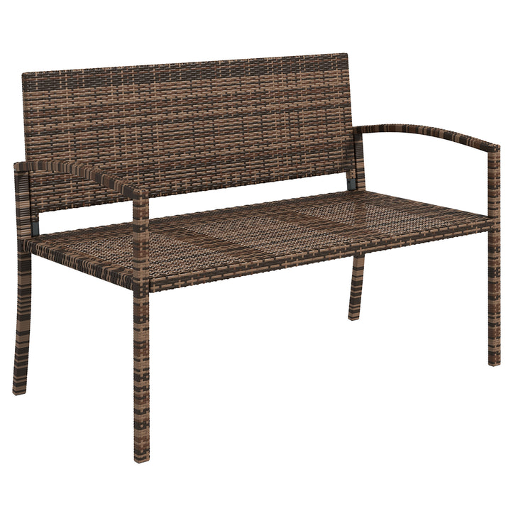 All Weather Wicker Garden Loveseat, 2 Seater Poly Rattan Garden Bench,